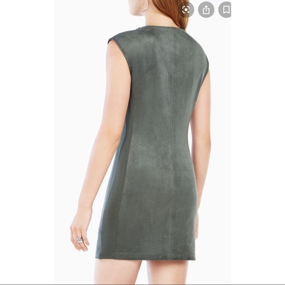 BCBG MaxAzria Karlee Gray Faux Suede Shift Dress M - Picture 6 of 6